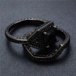 Black Square Cut Crystal Black Gold Filled Ring